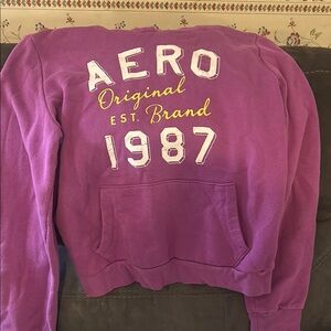 Aeropostale Purple Hoodie with Yellow and White Accents